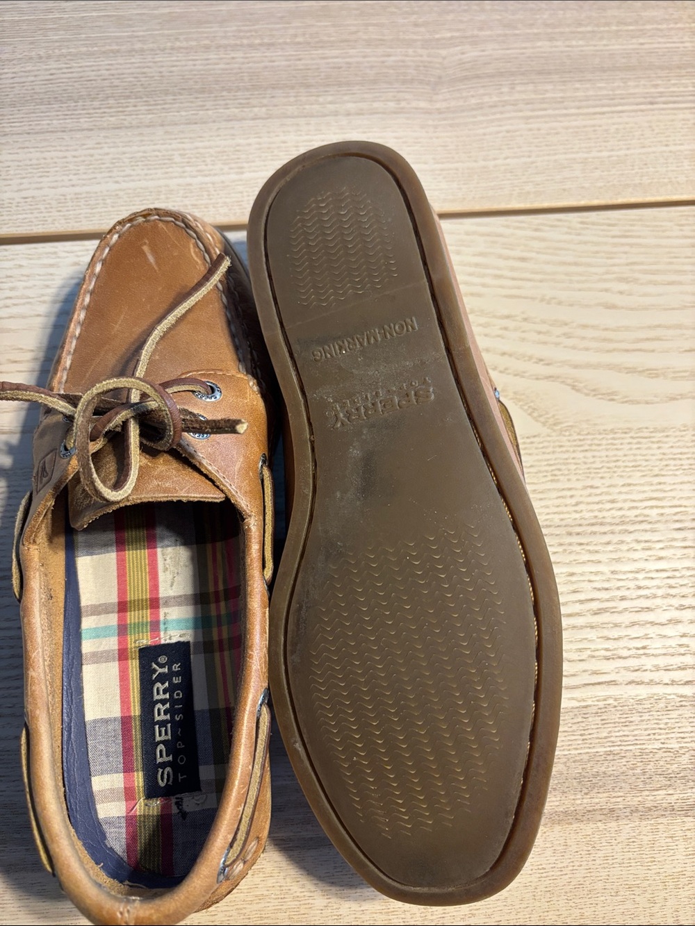 Sperry Tan Leather Boat Shoes - Picture 4 of 9